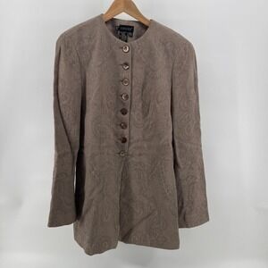 EPISODE Women Brown Paisley Jacquard Button Front‎ Blazer Jacket Size 8